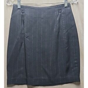 Vintage Cache Black‎ Silver Pinstripe Straight Skirt 90's Y2K Size 6 Made In USA